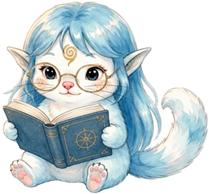 Mofu reading a big storybook